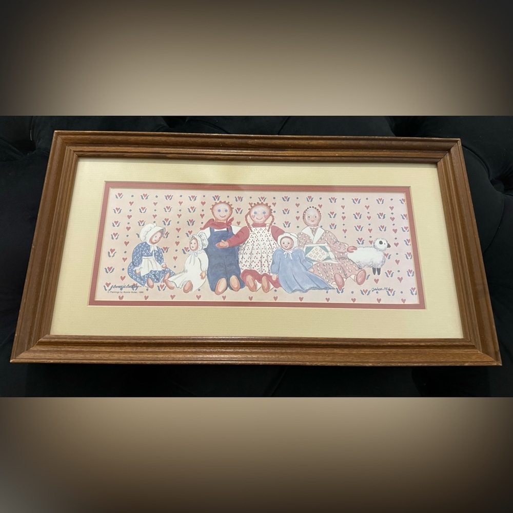 1986 Bonnie Butler Signed Print Painting Farmhouse Raggedy Anne Andy Art VTG